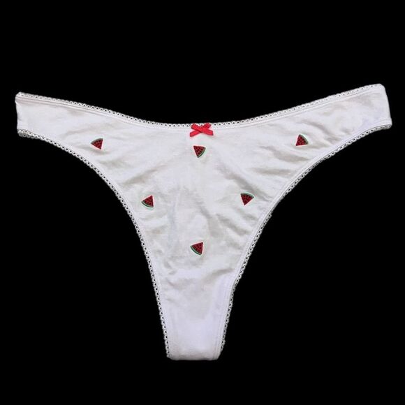 Victorias Secret Pink Soft Cotton Thong Panty Script Logo Green - Picture 1 of 5